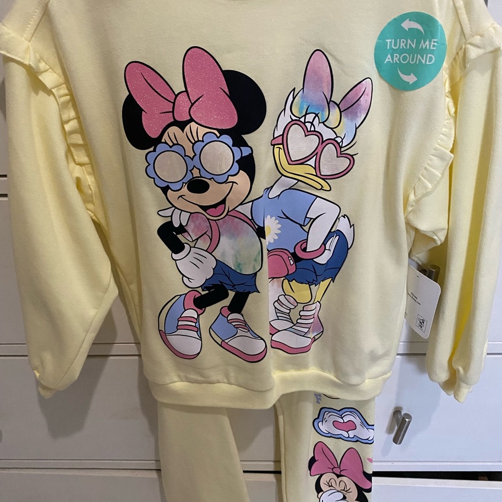 Disney Yellow Kids Matching Set with Minnie and Daisy
